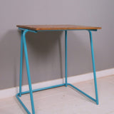 Children's Vintage School Exam Desk with Turquoise Metal Legs