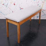 Children's Wooden Bench with Blue Ticking Seat Pad