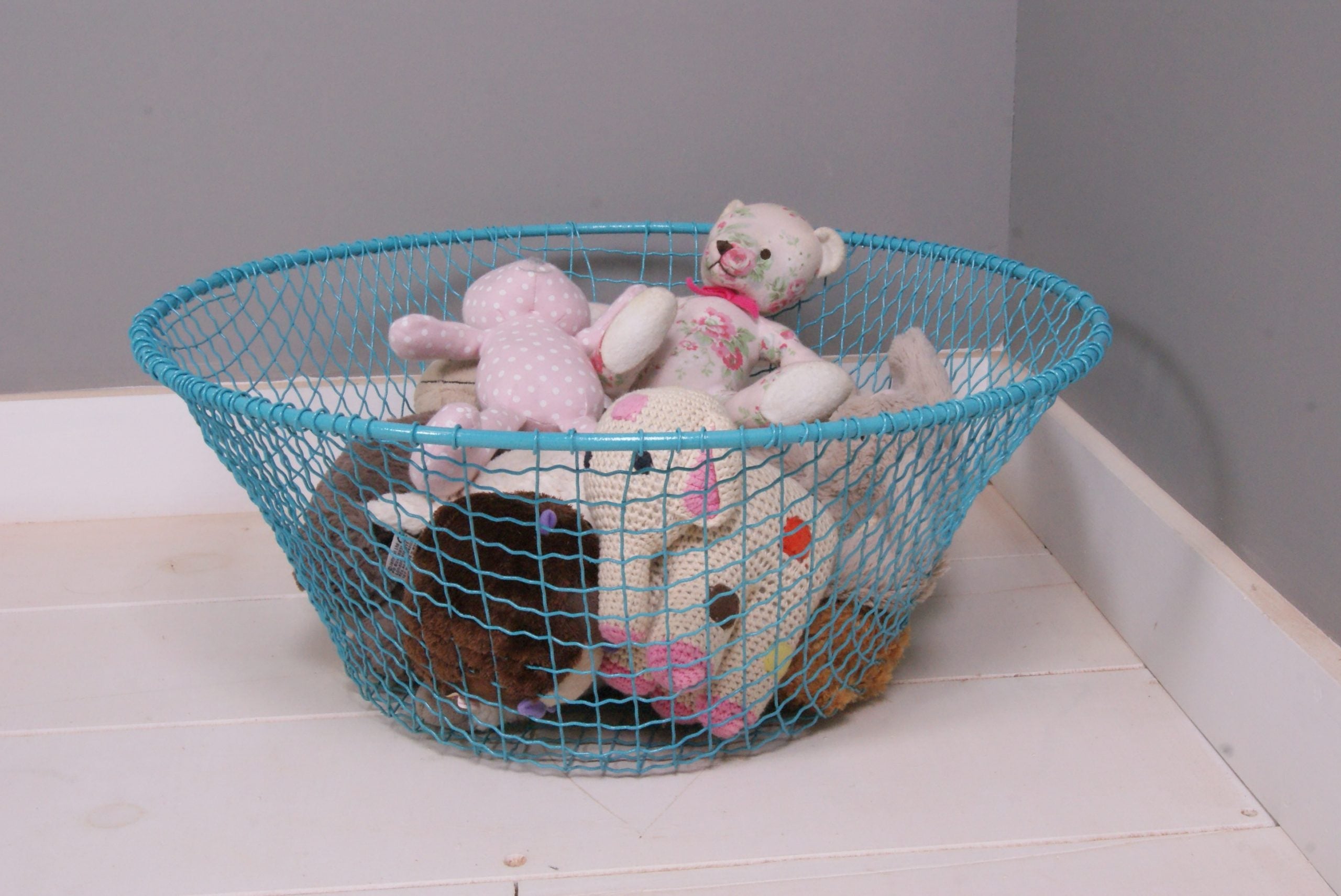 Children's Turquoise Wire Storage Basket
