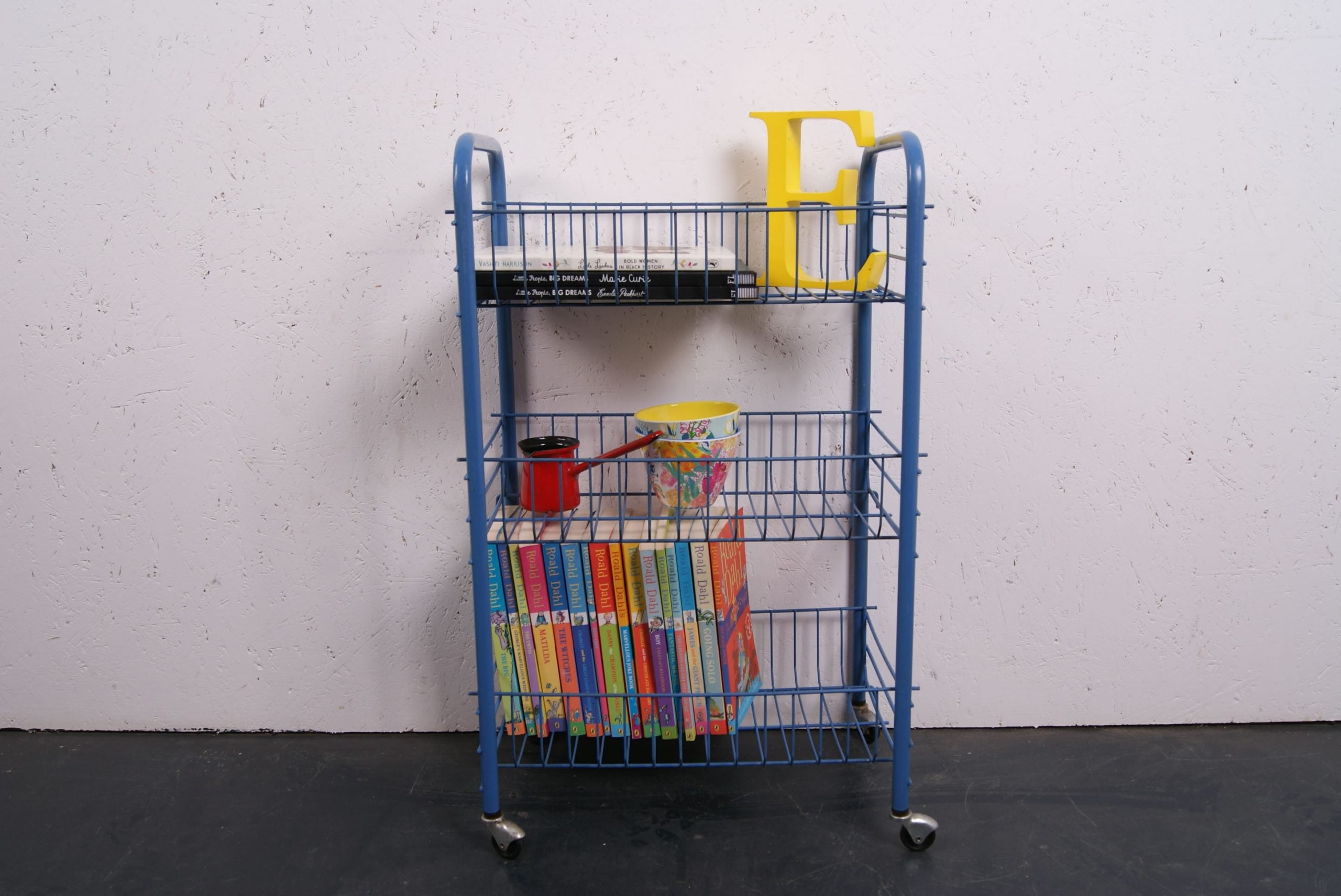 Children's Blue Wire Storage Unit on Castors