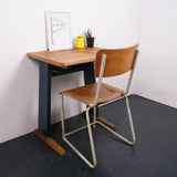 Children's Vintage French Single School Desk with Blue Legs