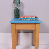 Children's Wooden Bedside Table with Blue Top