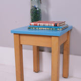 Children's Wooden Bedside Table with Blue Top