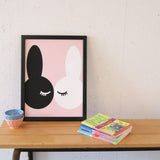 Children's Blush Kissing Bunnies Print by Wonder &amp; Rah