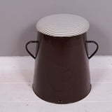 Large Brown Maggie with Blue Ticking Removable Seat Pad