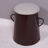 Large Brown Maggie with Blue Ticking Removable Seat Pad