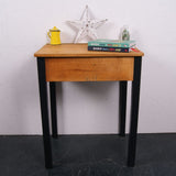 Children's Wooden School Desk with Black Legs and Green Hinges