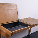 Children's Curved Legged Wooden Double Desk with Lift up Lids