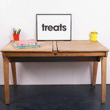 Children's Curved Legged Wooden Double Desk with Lift up Lids