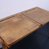 Children's Curved Legged Wooden Double Desk with Lift up Lids