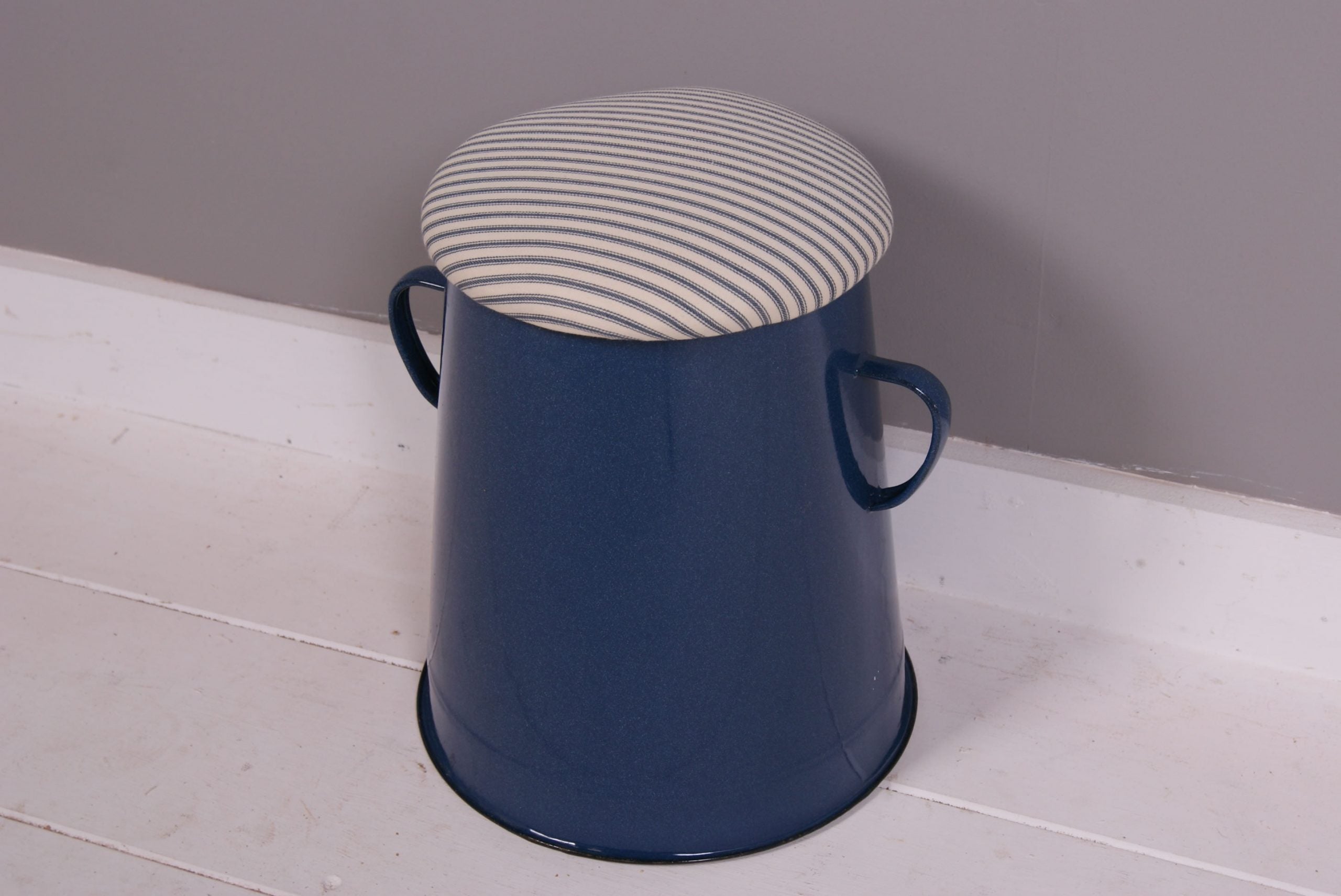 Small Blue Maggie with Blue Ticking Removable Seat Pad