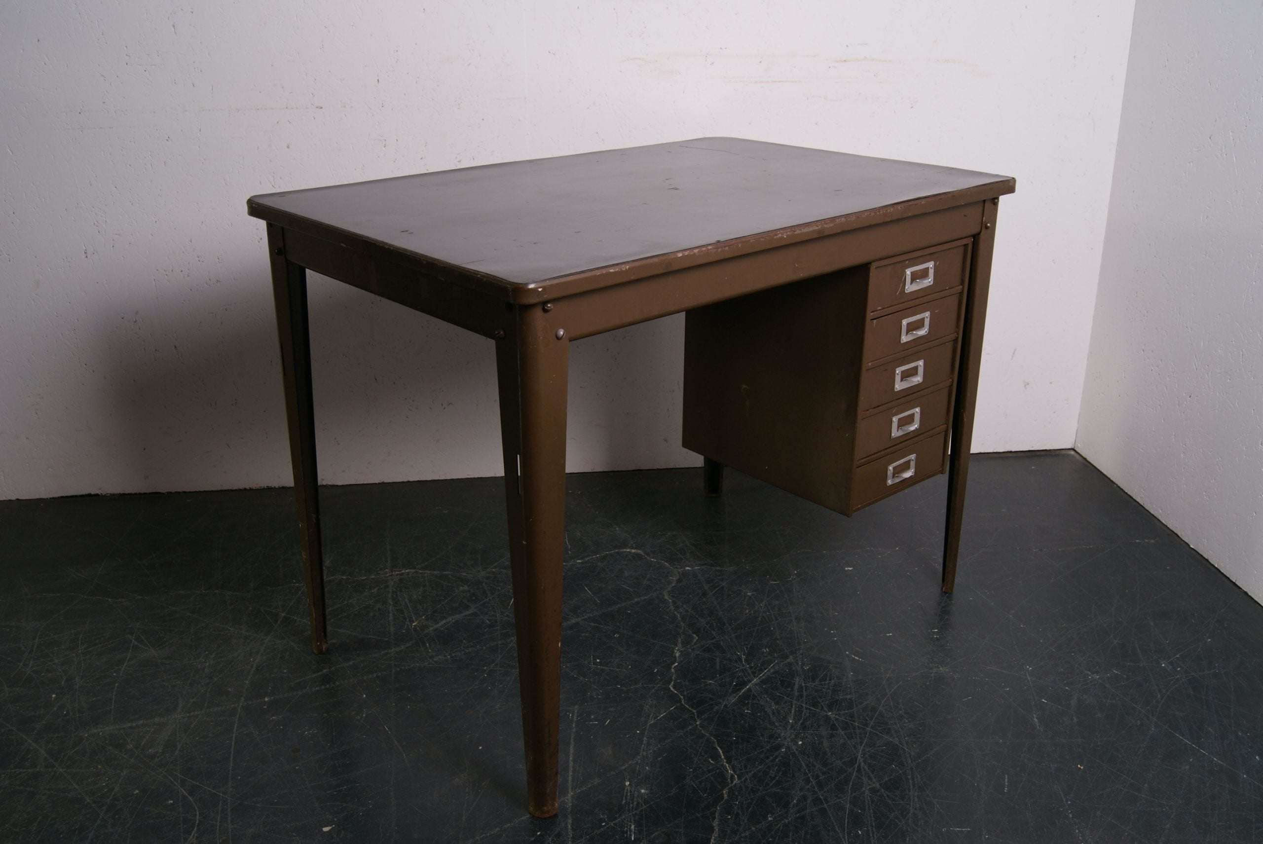 Children's Dark Green Metal Desk with Drawers