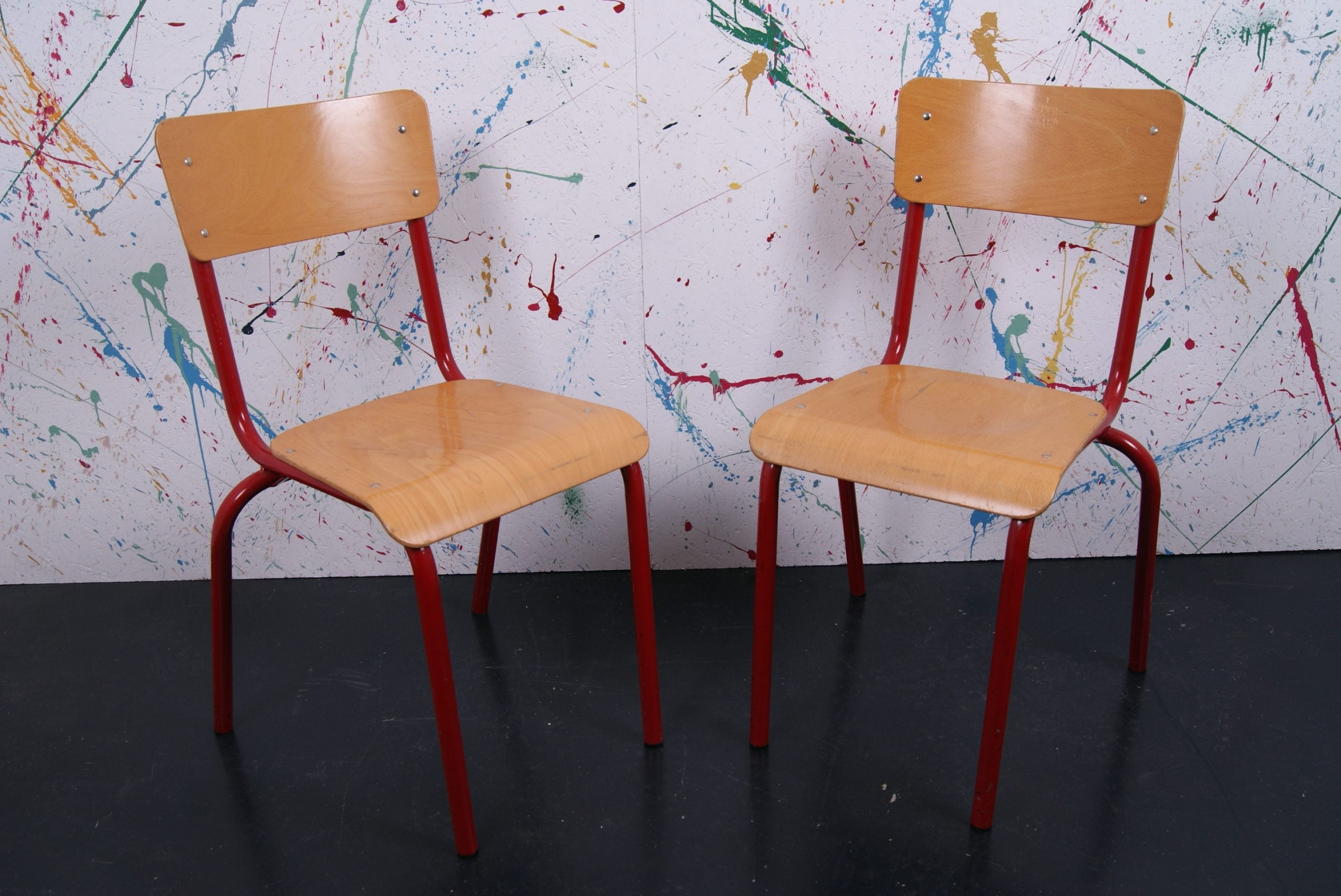 Children's Dark Red French Metal Legged Chairs