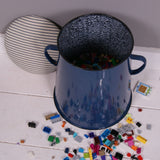 Small Blue Maggie with Blue Ticking Removable Seat Pad