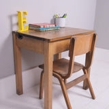Children's Vintage Single School Desk with Chalkboard Lid and Parrot Lined Base