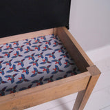 Children's Vintage Single School Desk with Chalkboard Lid and Parrot Lined Base