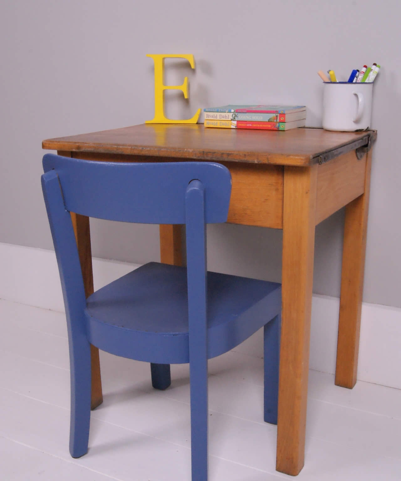 Children's Vintage Esavian Single School Desk with Lift up Lid