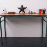 Children's French Double School Desk with Green Metal Legs