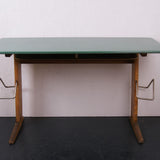Children's Double School Desk with Green Vinyl Coated Top