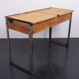 Children's Kingfisher Double Desk with Metal Legs and Lift up Lids