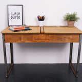 Children's Kingfisher Double Desk with Metal Legs and Lift up Lids