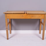 Children's Vintage Wooden Double School Desk with Chalkboard Lids