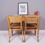 Children's Vintage Wooden Double School Desk with Chalkboard Lids