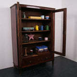Wooden Cabinet with Glass Doors and Ebony Trim