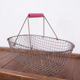 Children's Wire Basket with Pink Wooden Handle