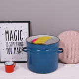 The Maggie - Turquoise Round Enamel Pot with Red Ticking Removable Seat Pad