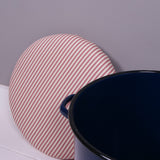 Blue Round Maggie with Red Ticking Removable Seat Pad