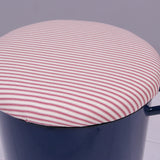 Blue Round Maggie with Red Ticking Removable Seat Pad