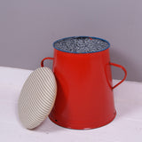 Medium Red Maggie with Green Ticking Removable Seat Pad