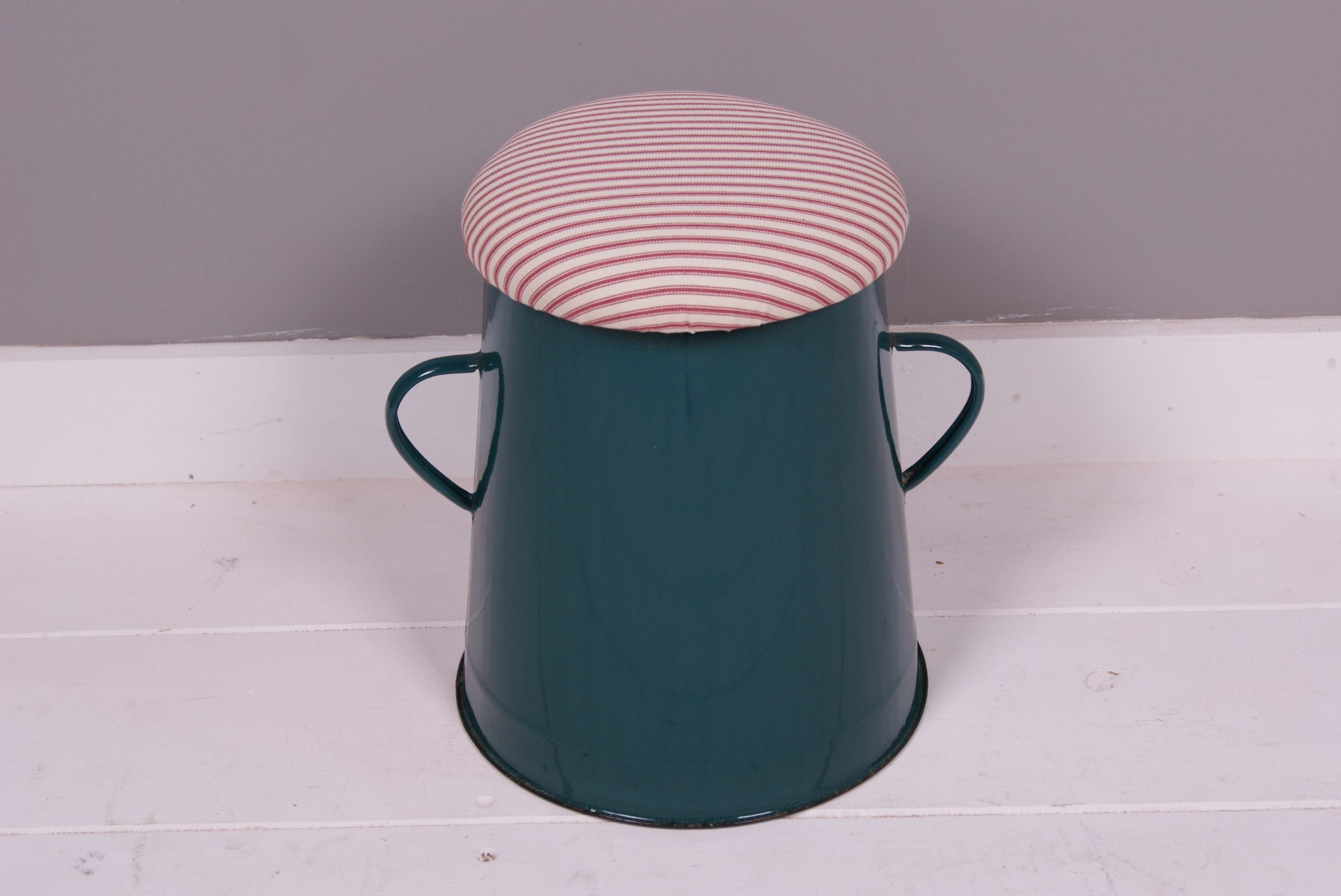 Small Teal Maggie with Red Ticking Removable Seat Pad