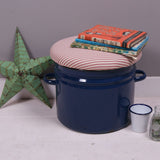 Blue Round Maggie with Red Ticking Removable Seat Pad