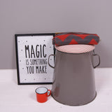 Medium Grey Maggie with Red Ticking Removable Seat Pad