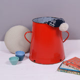 Medium Red Maggie with Green Ticking Removable Seat Pad