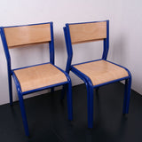 Children's French Blue Metal Legged Chairs