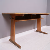 Children's Vintage French Double Wooden School Desk with Shelf