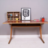 Children's Vintage French Double Wooden School Desk with Shelf
