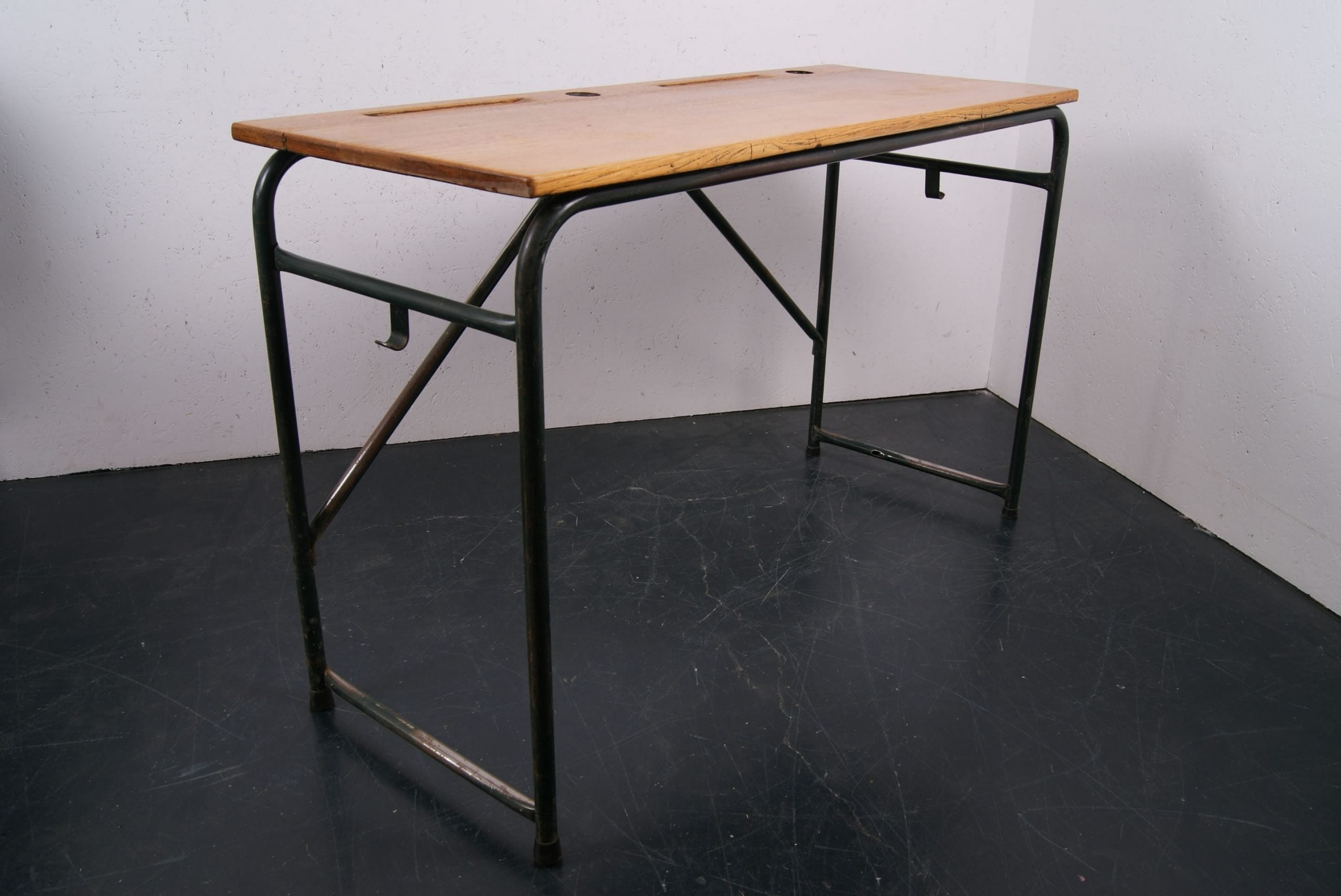 Children's Tall French Dark Green Metal Legged Desk