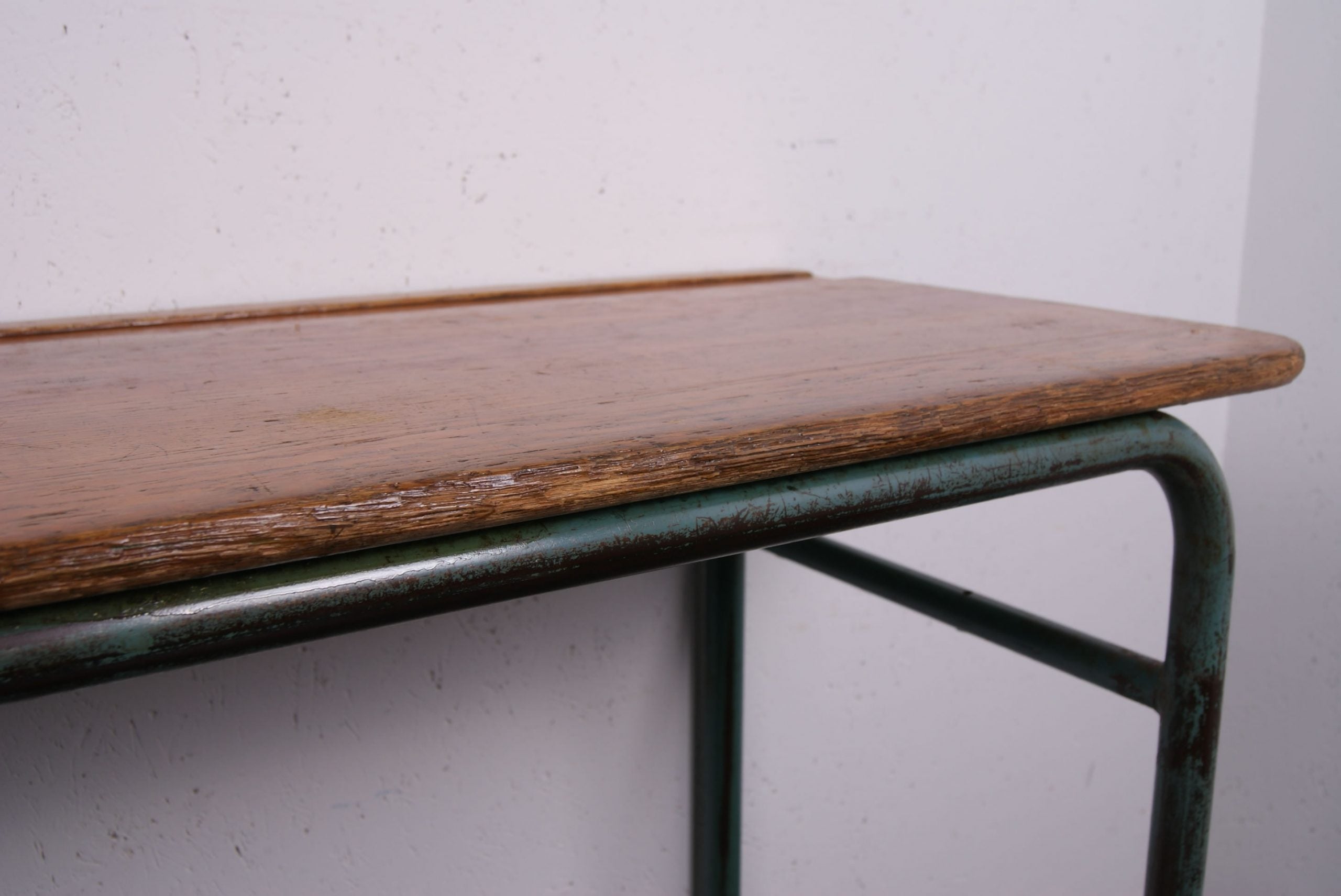Children's French Double Desk/Table with Green Metal Legs