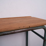Children's French Double Table/Desk with Green Metal Legs