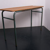 Children's French Double Table/Desk with Green Metal Legs