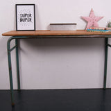 Children's French Double Table/Desk with Green Metal Legs