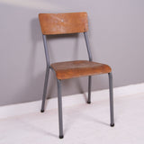 Children's Vintage French Grey Metal Legged Stackable Chairs