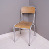 Children's Vintage French Stackable Grey Metal Legged Chairs