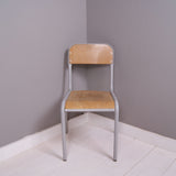 Children's Vintage French Stackable Grey Metal Legged Chairs