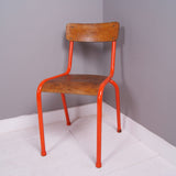 Children's Vintage French Orange Metal Legged Chairs