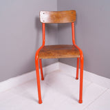 Children's Vintage French Orange Metal Legged Chairs